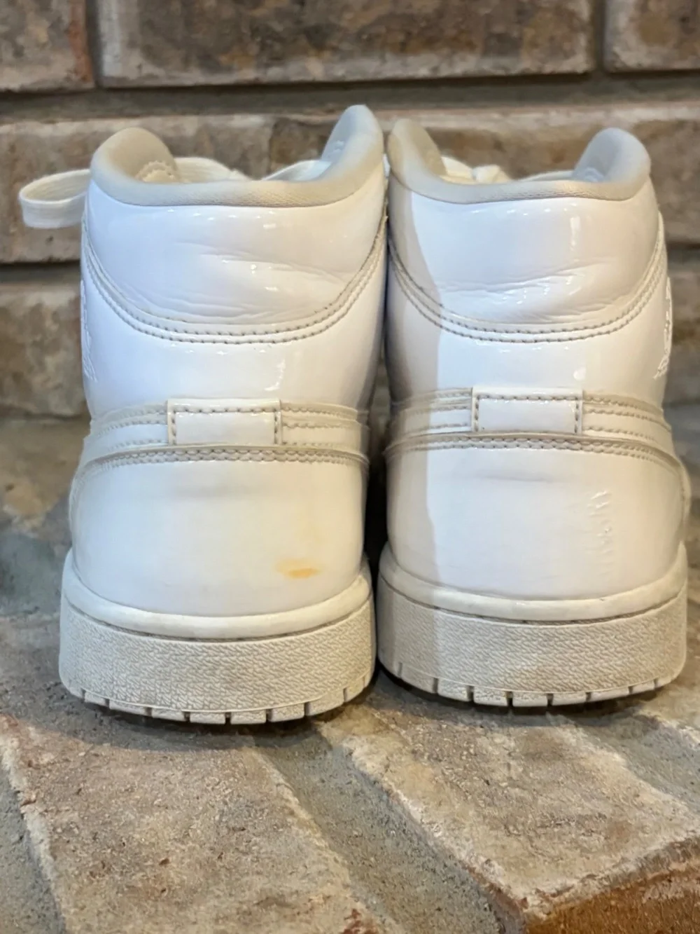 Nike Air Jordan 1 Mid Triple White Patent Leather